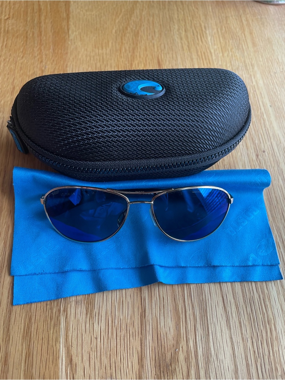 Costa Del Mar 580 Blue Polarized Lens Gold Frame Aviator/Pilot Sunglasses